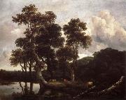 Jacob van Ruisdael Grove of Large Oak trees at the Edge of a pond oil on canvas